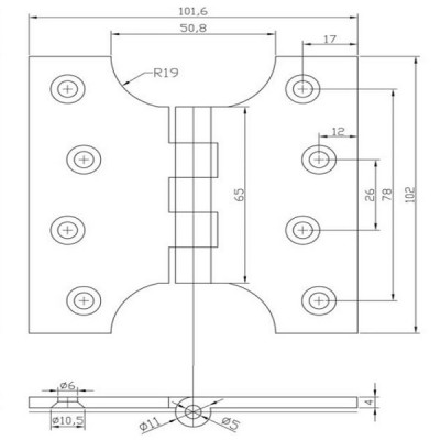 Solid Brass Parliament Projection Hinge